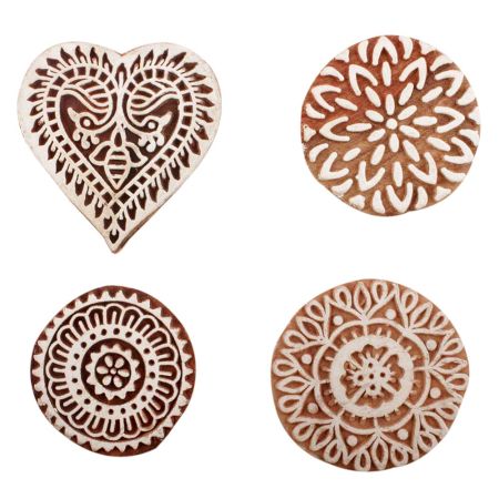 Set of 4 Piece New Mix Wooden Printing Block